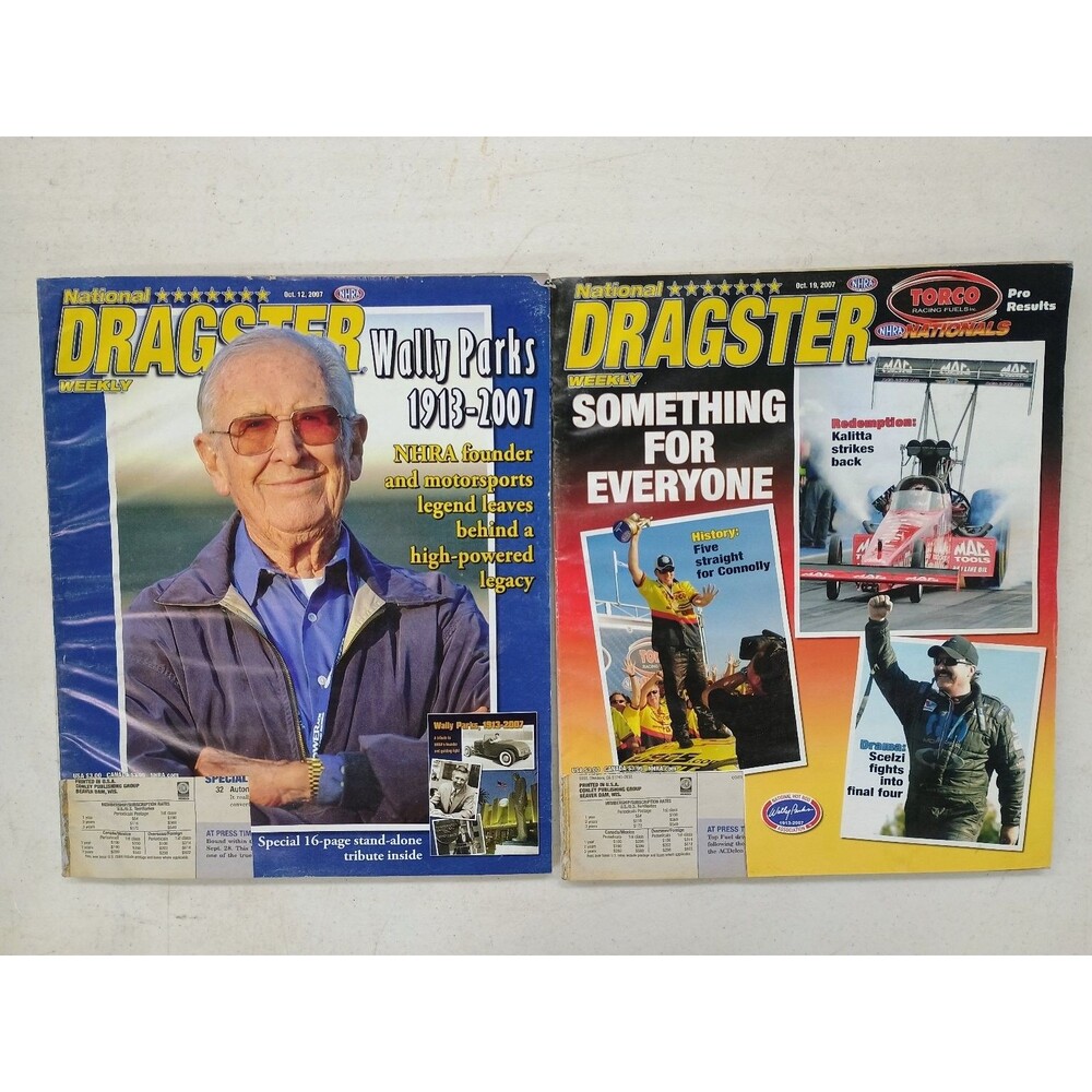 National Dragster Weekly Lot Oct 12 2007 Wally Parks Tribute NHRA Conley